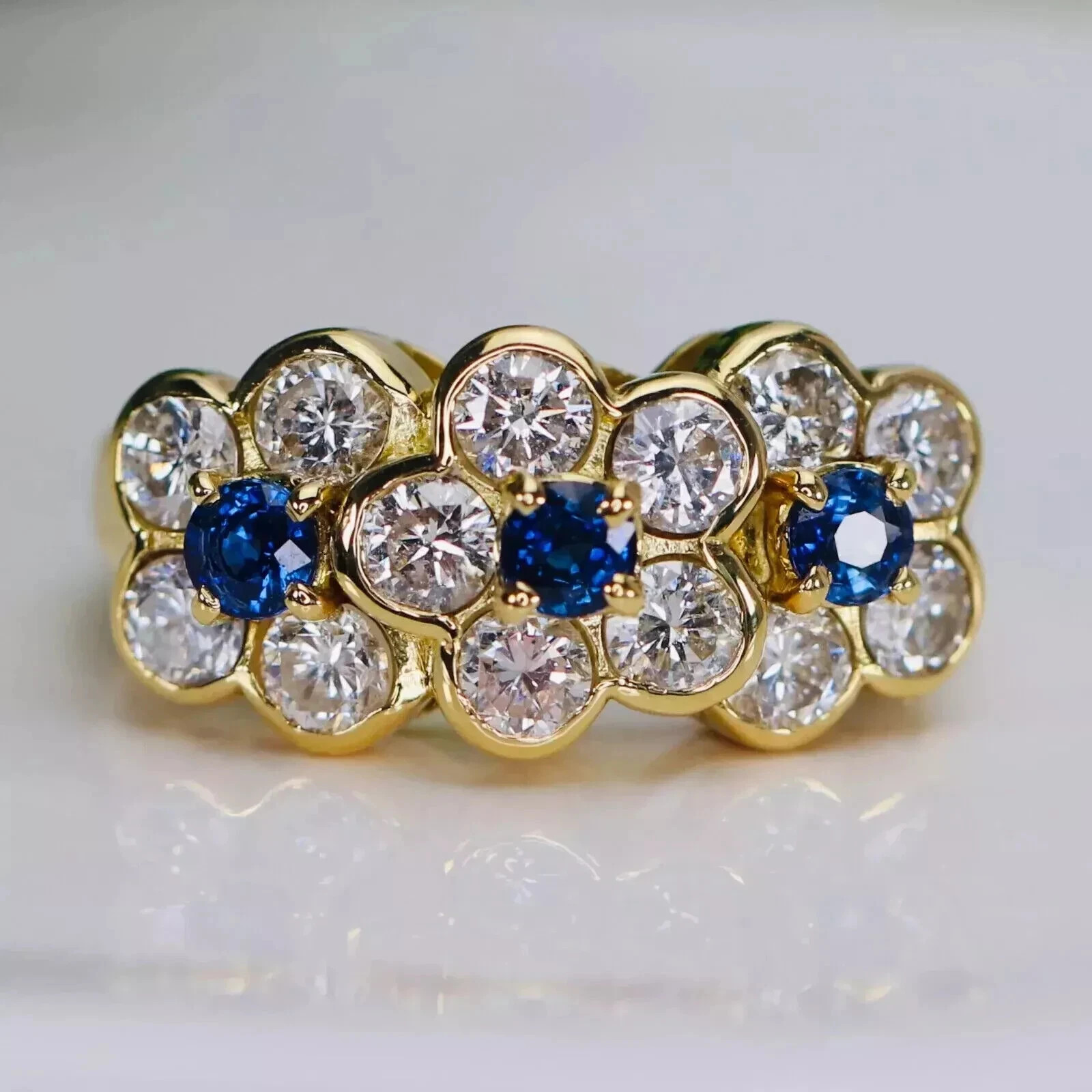 2Ct Round Cut Lab-Created Blue Sapphire Engagement Ring 14K Yellow Gold Plated