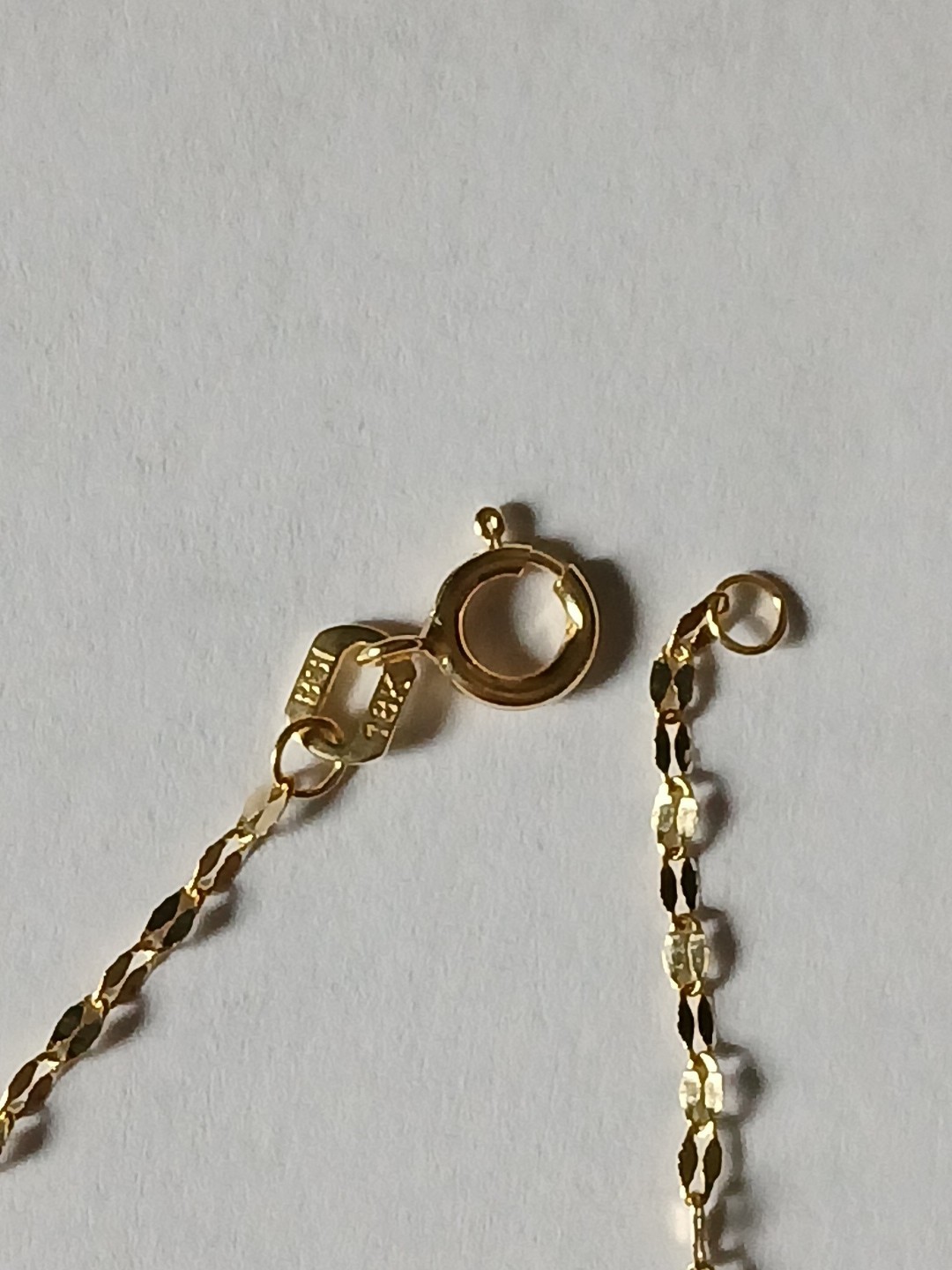 18k Italian Solid Yellow Gold 7″ Mirror Link Chain Bracelet, 1.3mm
