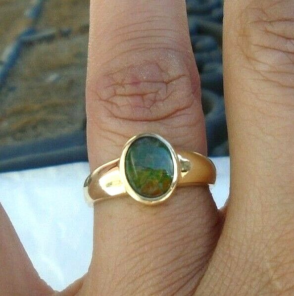 14k gold Korite Ammolite Dragon Scale ladies ring 4.10 grams Gorgeous SIGNED