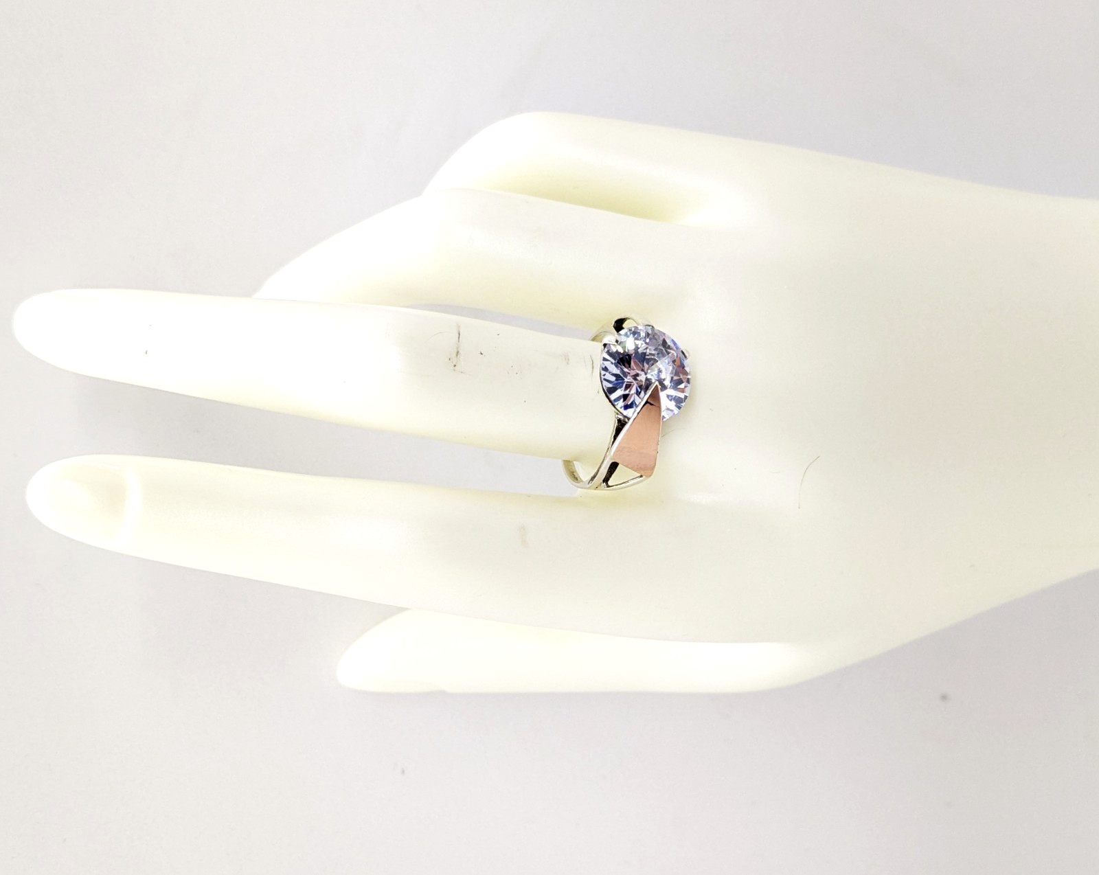 Vintage Luxury RING Silver 925 with Gold Inlay 375 and Stone -size: 10US | #76
