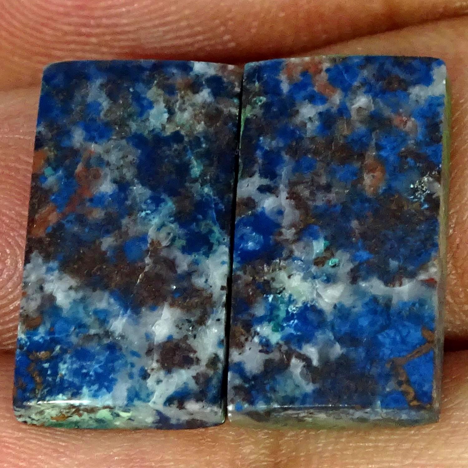 20.50Cts 100% Natural Blue Azurite Pair Octagon Cabochon Gemstone 10X19X4MM