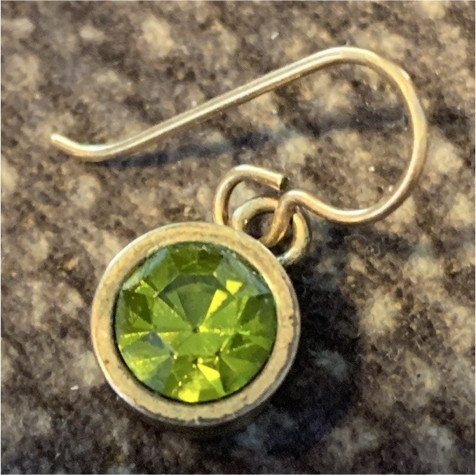 Patricia Locke green Crystal , gold dangle hook earring. (1)