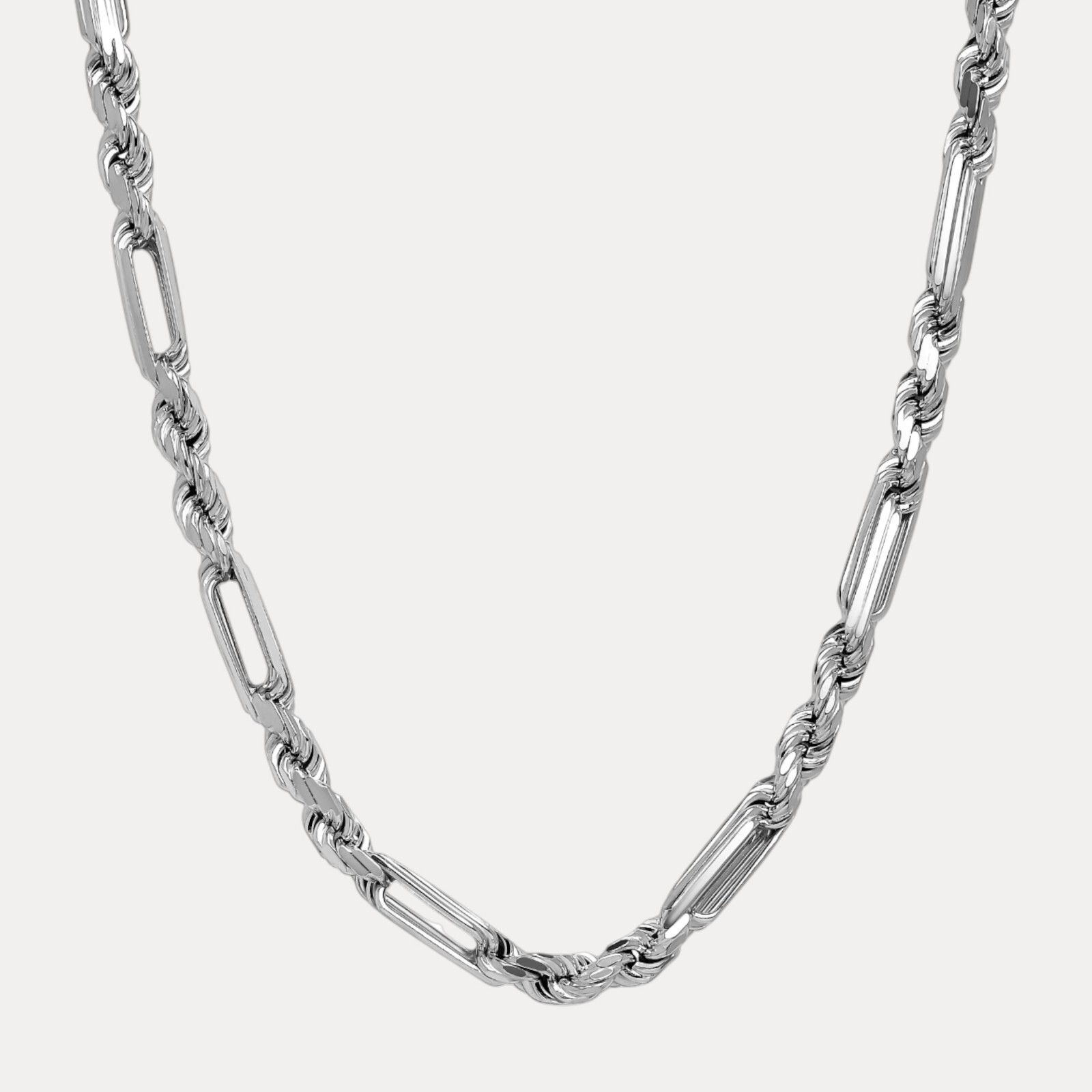 10mm Figarope Chain Necklace -Real Solid 925 Sterling Silver Or 14k Gold Vermeil