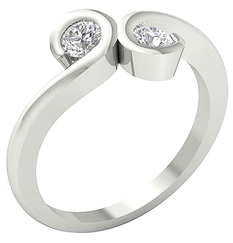 I1 G 0.55 Carat Natural Round Cut Diamond Forever Us Two Stone Ring 14K Gold