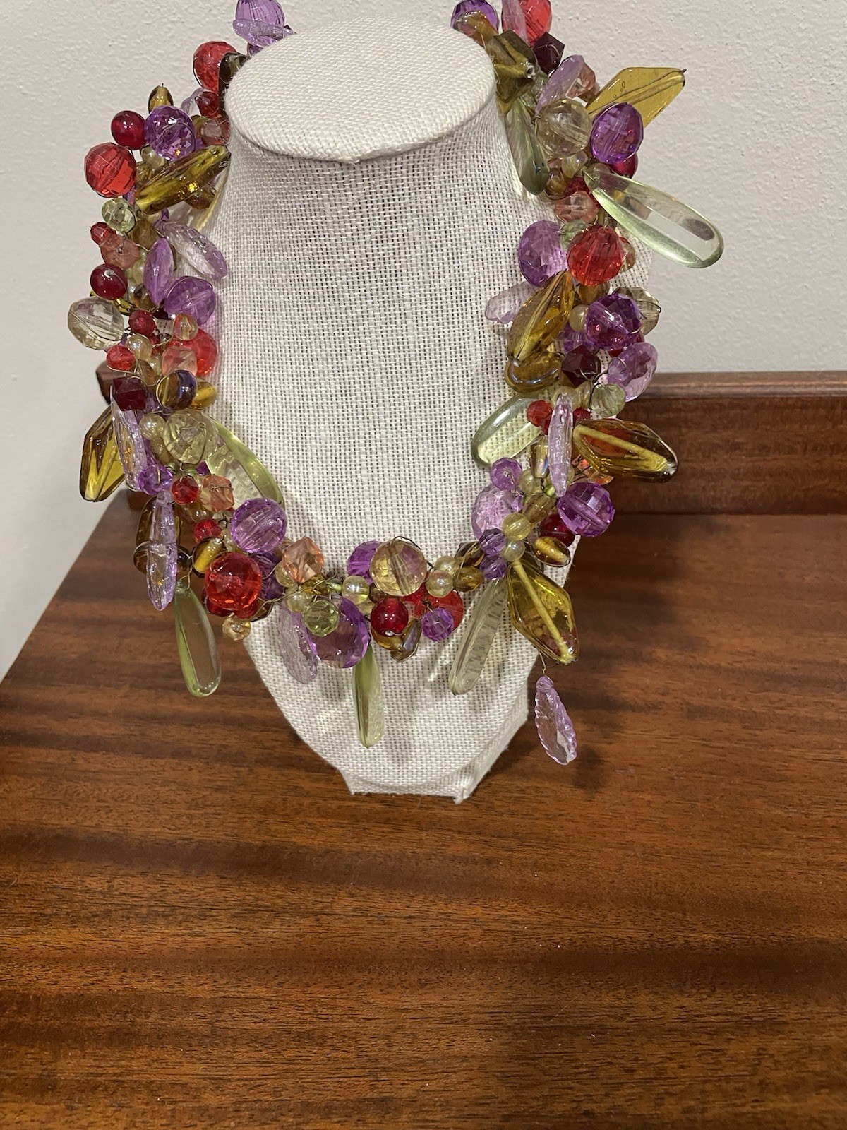 Extravagant Hand Beaded Glass Multi color Necklace. 19”