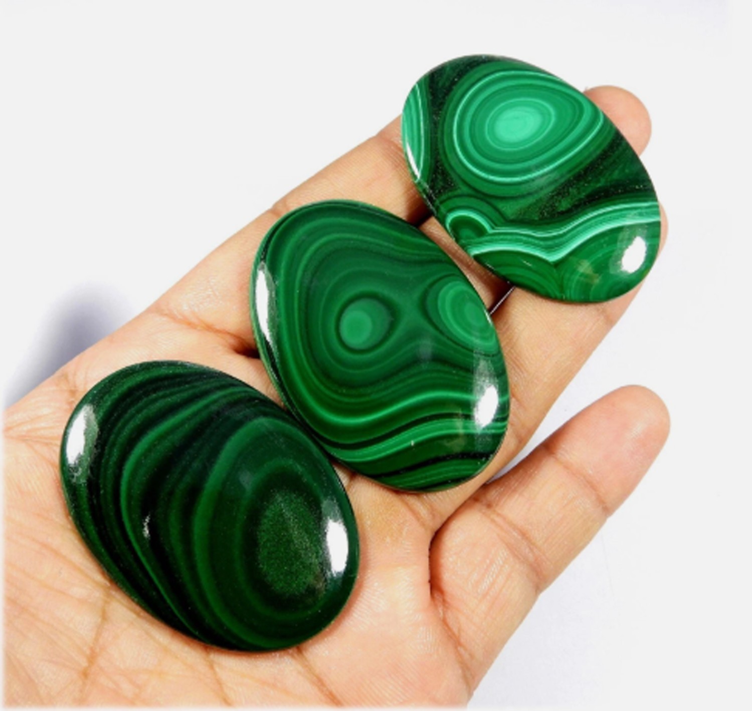 Natural Green Malachite Wholesale 3Pc Loose Gemstone Mix Shape Cab 100 Cts Lot
