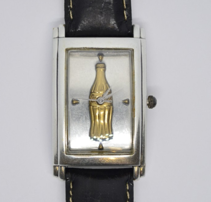 1996 Coca-Cola Watch Vintage Limited Edition 890/1500 Rectangle Black Leather