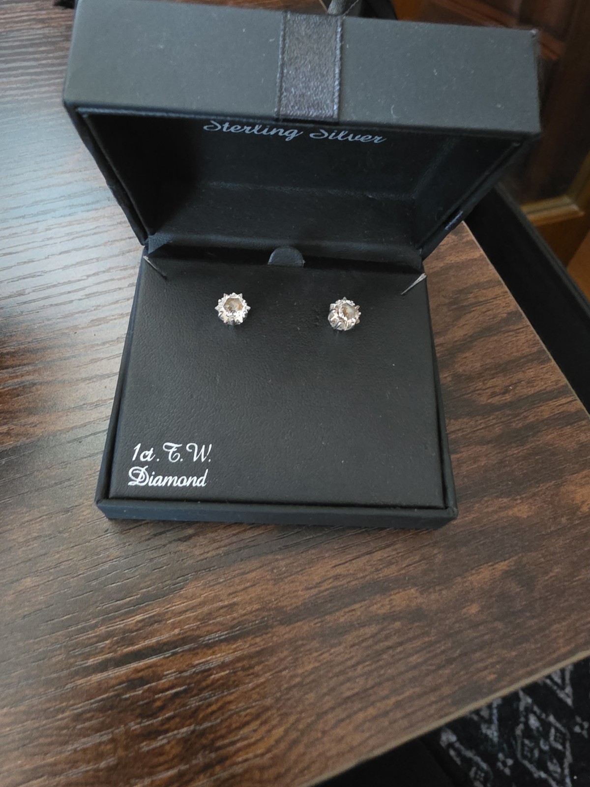 1 Carat Diamond Sterling Silver Stud Earrings