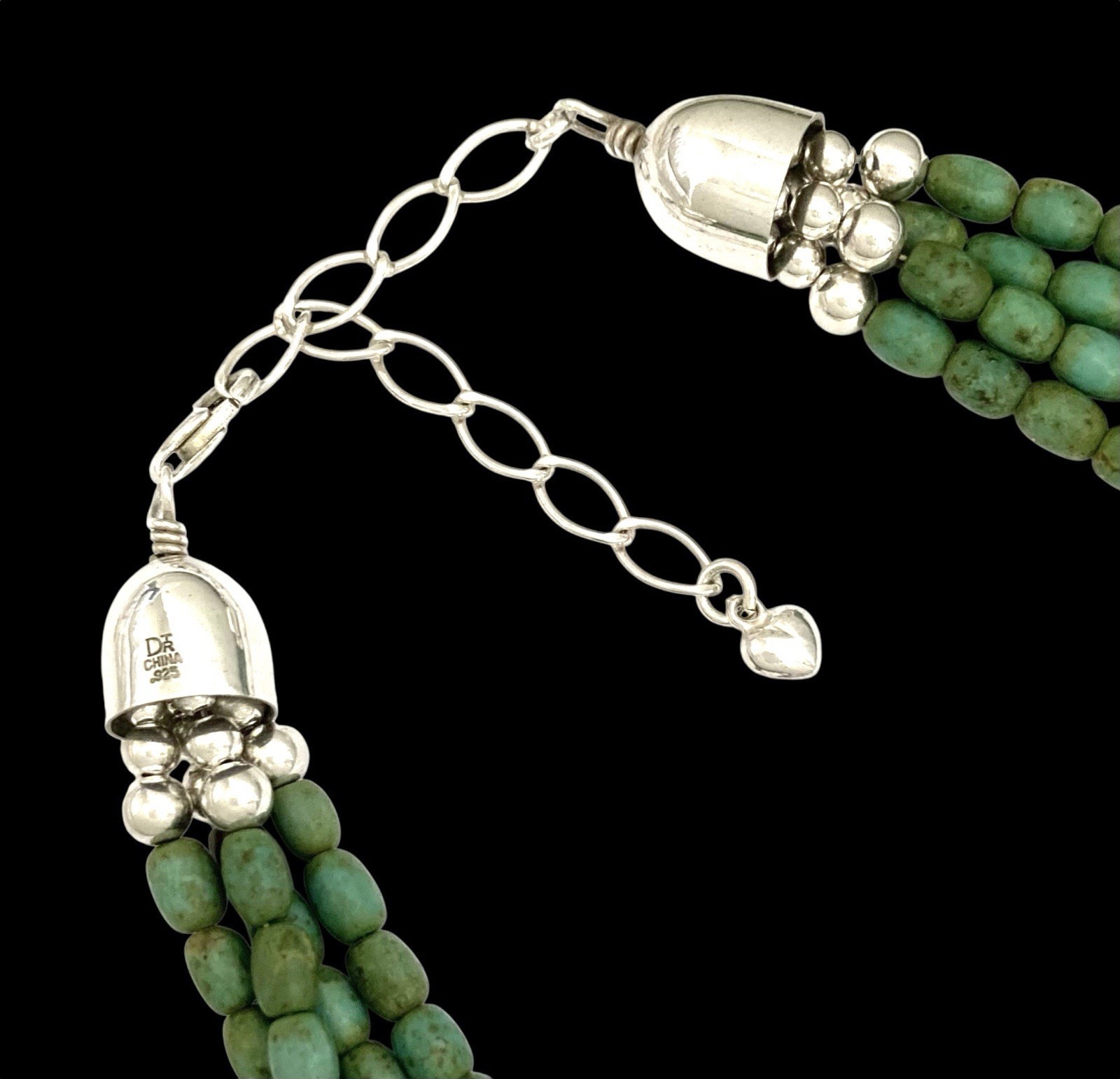 JAY KING~MINE FINDS Sterling Silver 4 STRAND TURQUOISE & JASPER Beaded Necklace