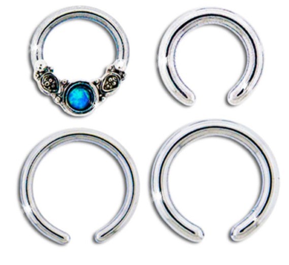 16g/14g 1/4″ & 5/16″ PETITE Captive Hoop Sim Opal Cartilage Ear Piercing Pack