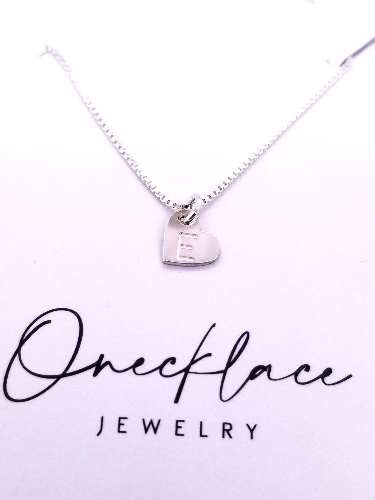 Onecklace 925 Sterling Silver Heart Pendant Initial “E” Necklace
