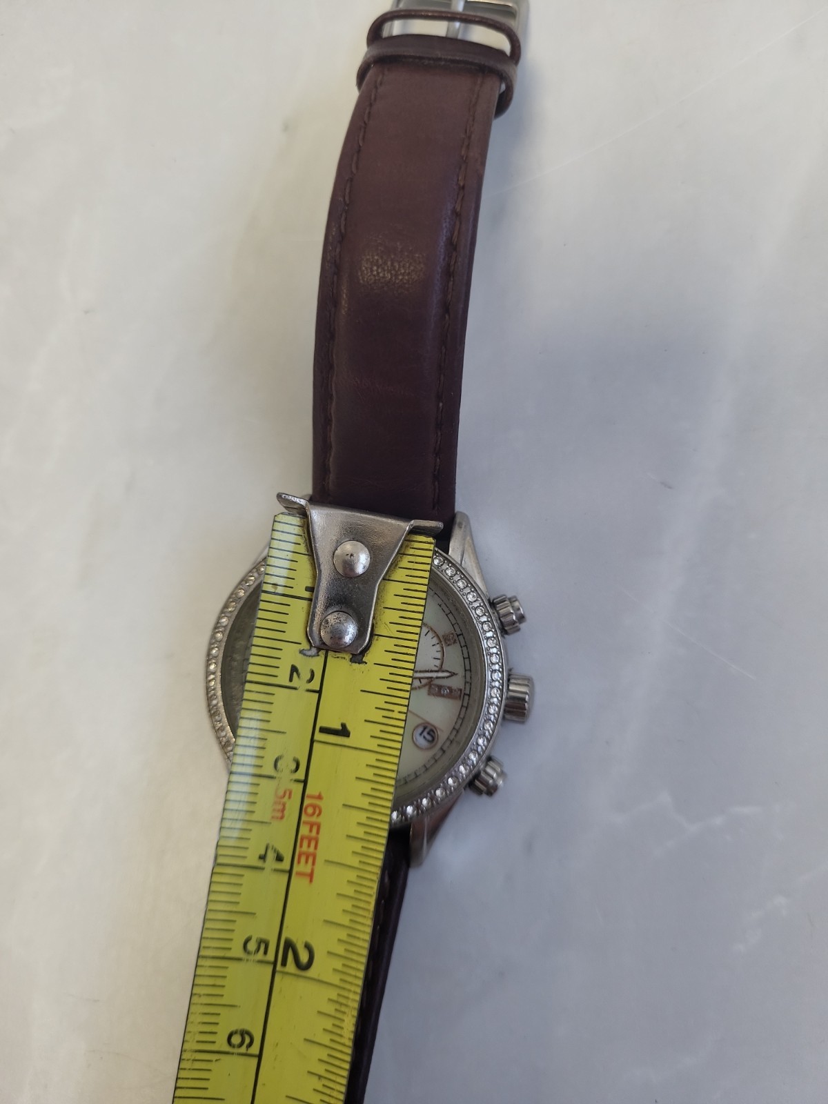 Rotary Chronograph Watch Mother Of Pearl Dial & Leather Strap. PD