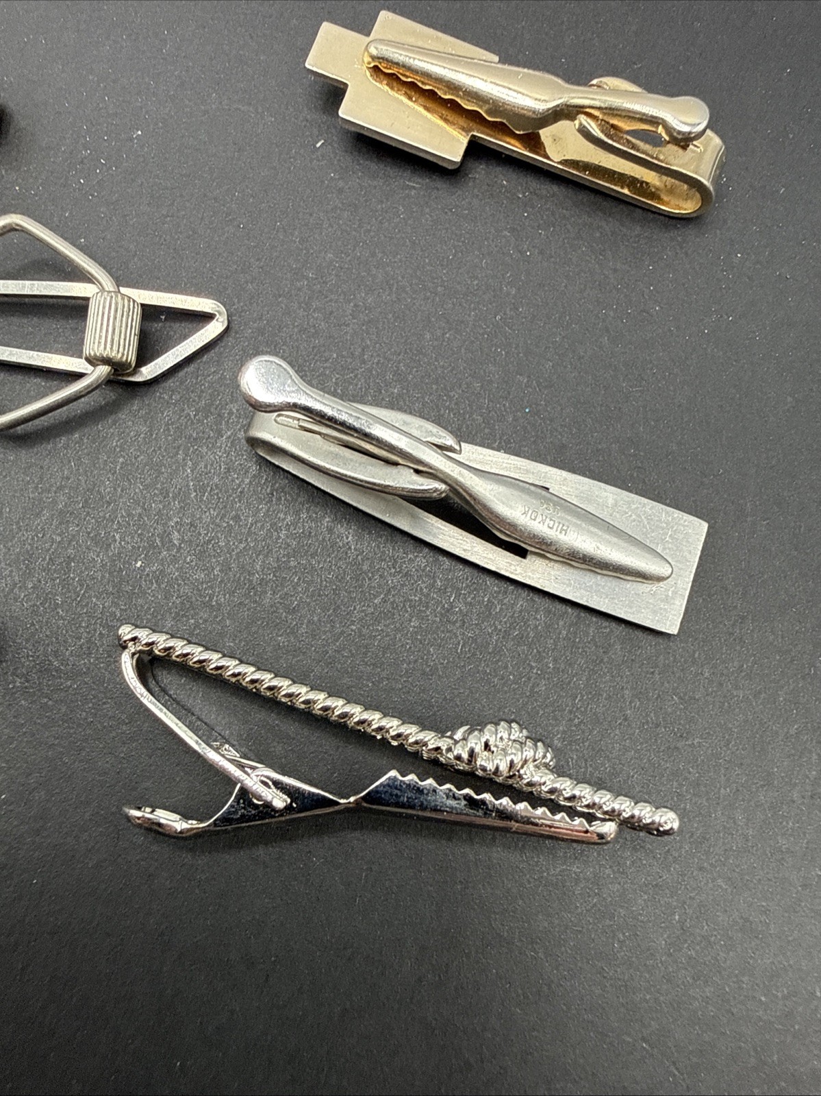 Lot Of Tie Clips And Other Vintage Clip Silver Gold Tone J4