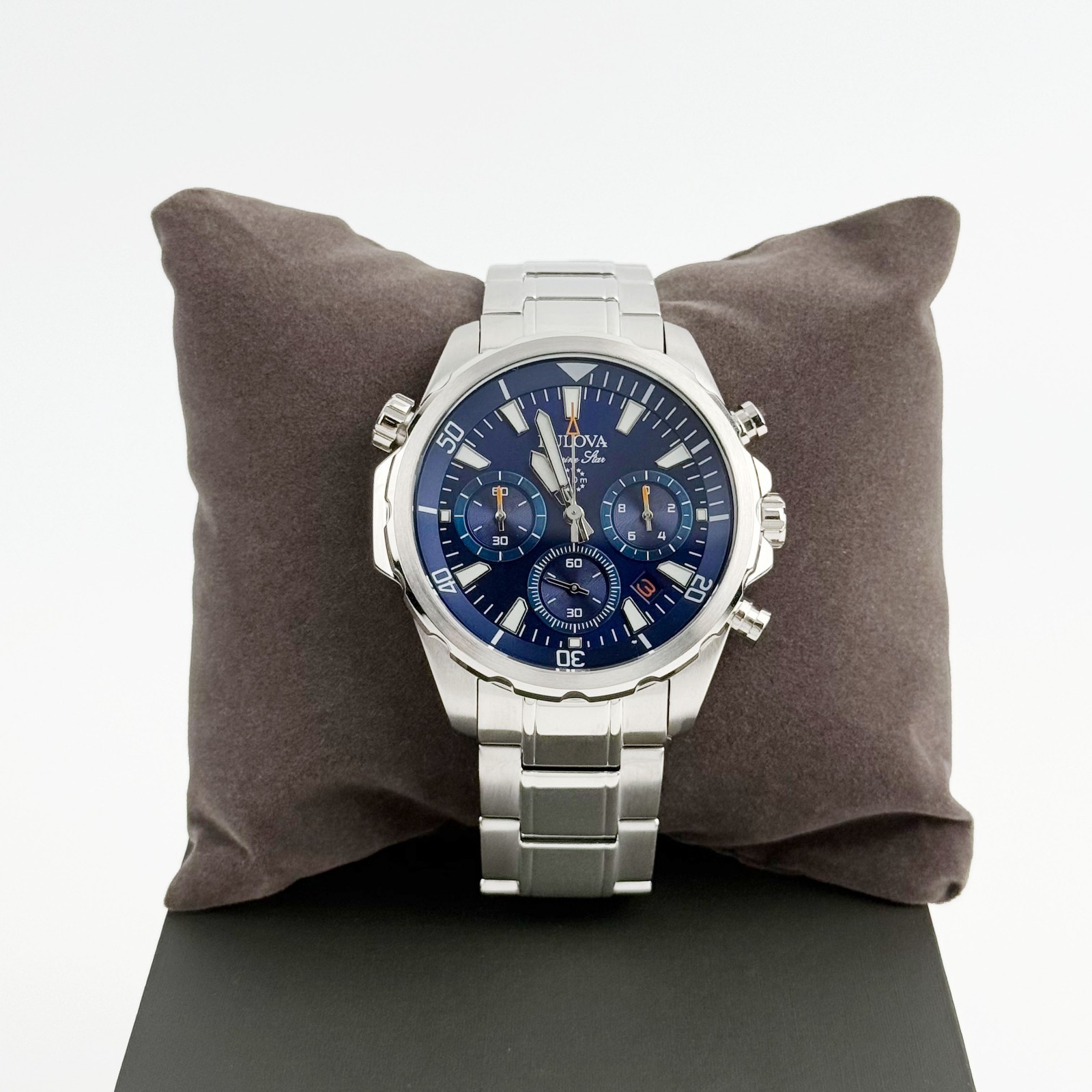 Bulova Marine Star 96B256 Chronograph Men’s Quartz Watch Blue Dial 43MM