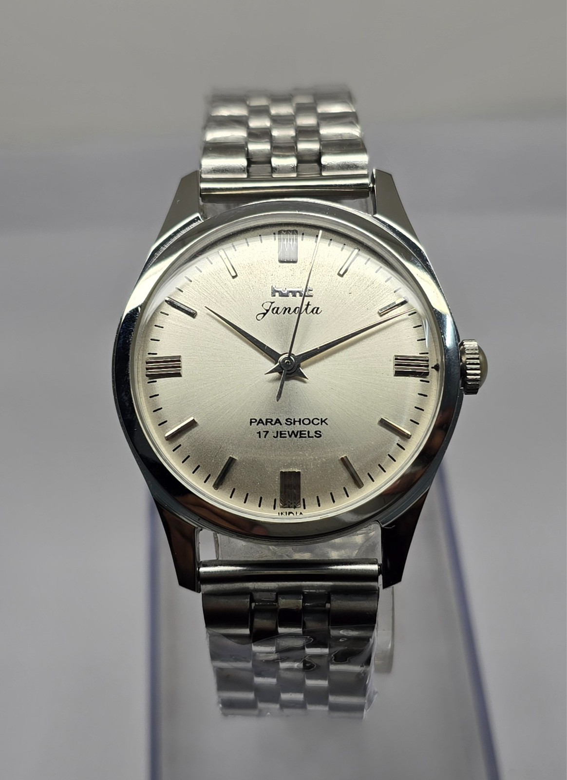 Vintage Hmt Janta Silver Dial 17 Jewels Mechanical hand winding Transparent Back