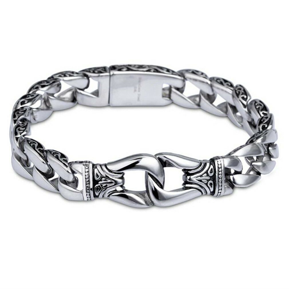Mens Heavy Sturdy Stainless Steel Motorcycle Biker Chain Bracelet Wristband Gift