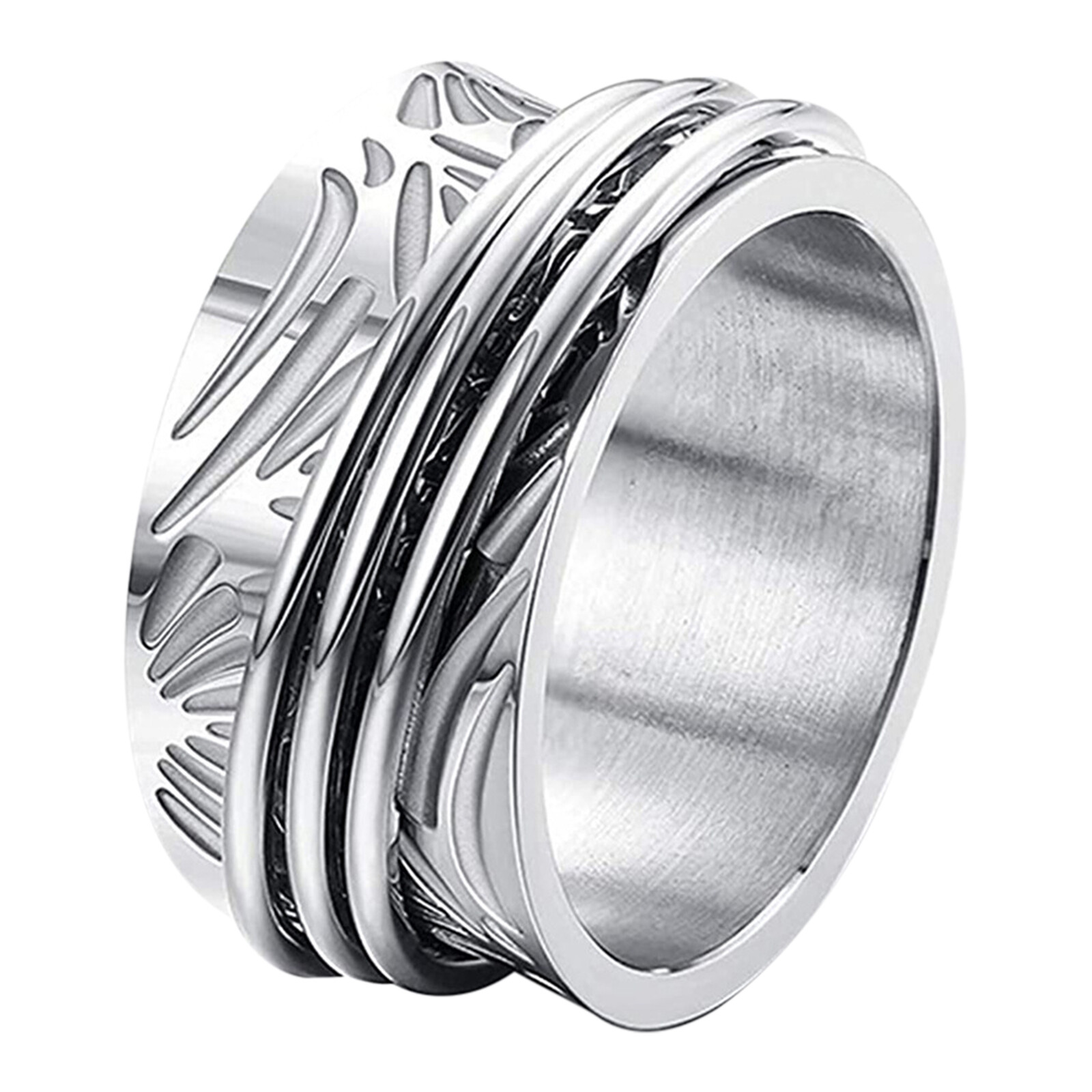 Women’s Stainless Steel Anti Anxiety Rings Spinner Fidget Band Stress Relieveing