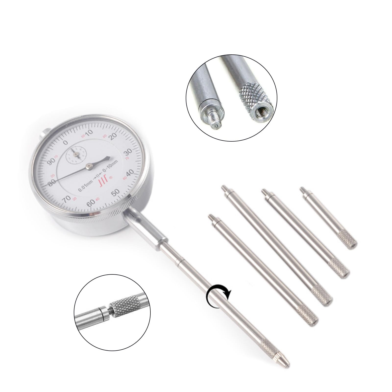 6pcs Dial Indicator Extension Stem Rod Set,30 40 60 80 100 150mm 30-150MM