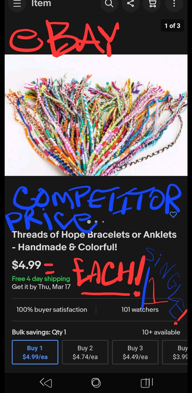 Handmade Guatemalan Artisan Friendship Bracelets Anklet Lot 120 (10 Designs/Lot)