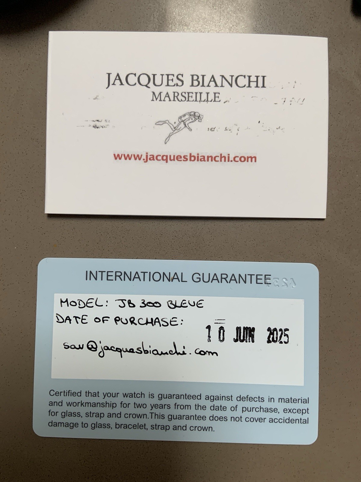 Jacques Bianchi JB300 Diver Blue LE FULL SET Warranty To Jun 2027