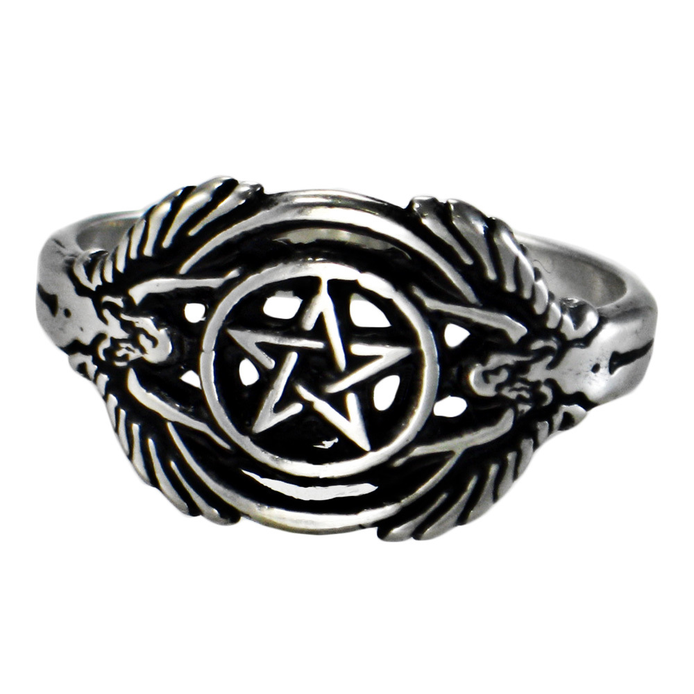 Guardian Angel Protection Pentacle Ring SS Sterling Silver Band sz 4-12 Hermetic