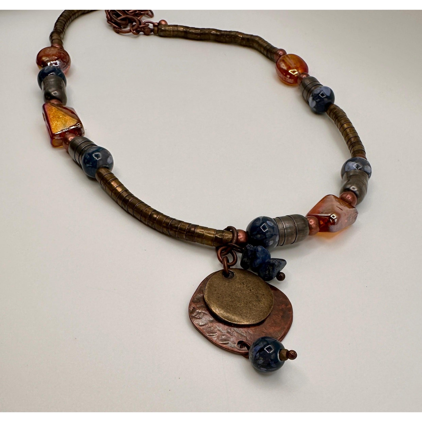Artisan Made Necklace | Copper Stone Glass Handcrafted Statement