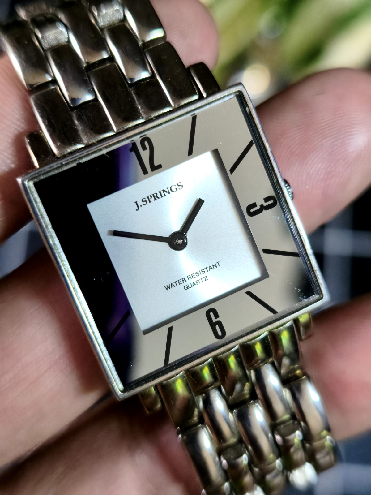 VINTAGE J.SPRINGS BY SEIKO INSTRUMENTS SQUARE MIRROR-DIAL QUARTZ DRESS WATCH