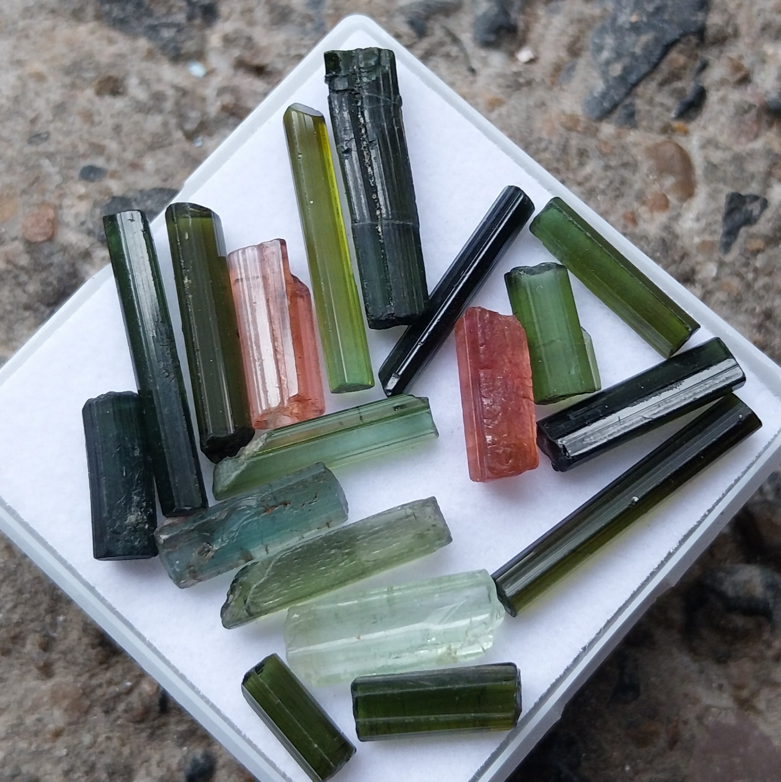 30 Carat Natural Multi Color Tourmaline Raw Rough Tube/Pencil 18 Piece Lot