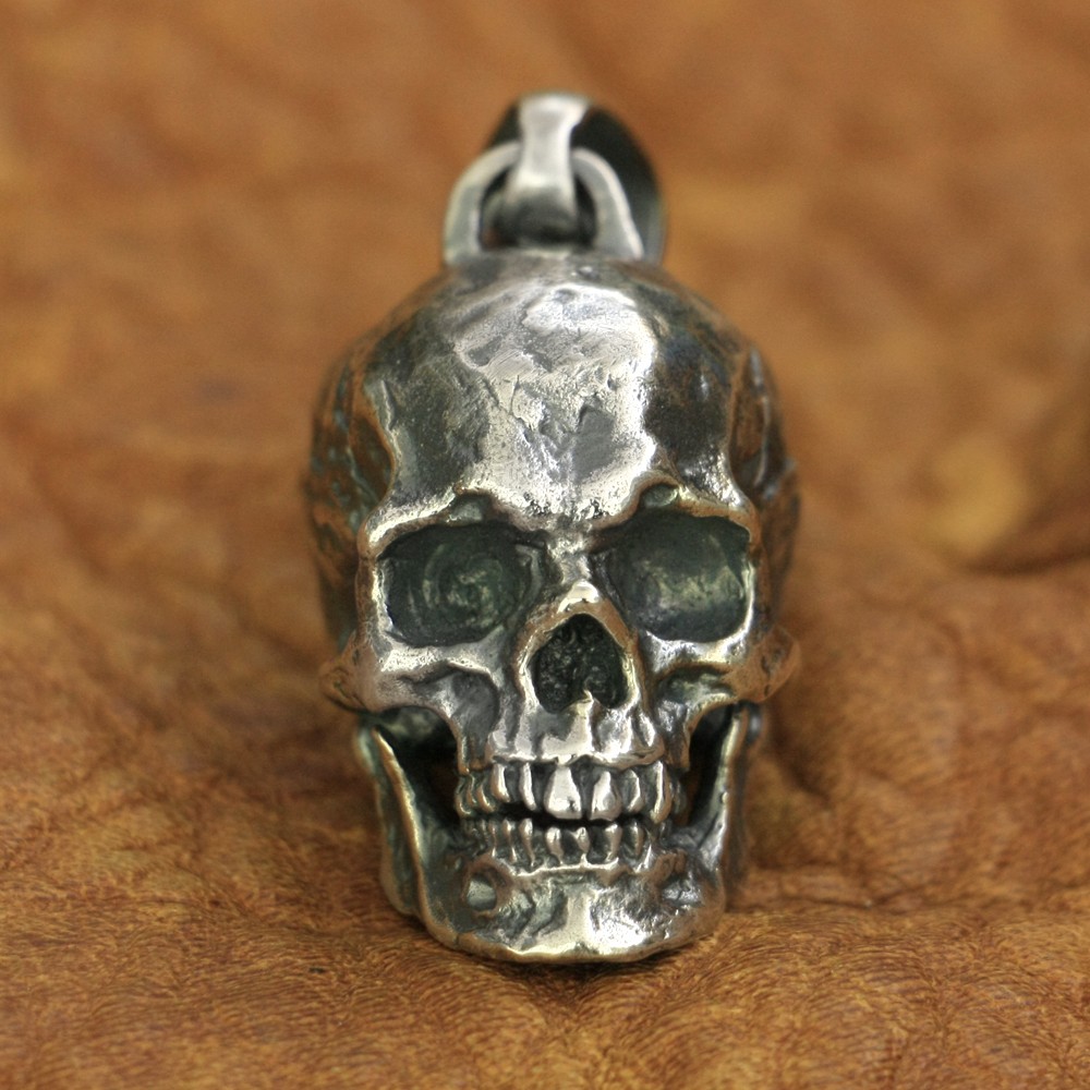 925 Sterling Silver Huge Skull Pendant Mens Biker Rock Punk Pendant TA177A JP