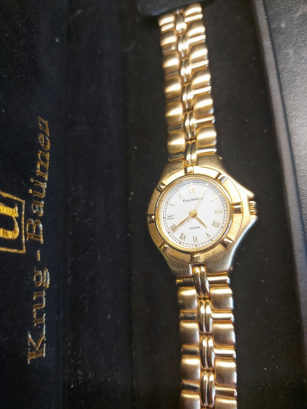 Krug-Baumen Baron Ladies Watch. 18ct Gold Plated. Needs Battery Untested