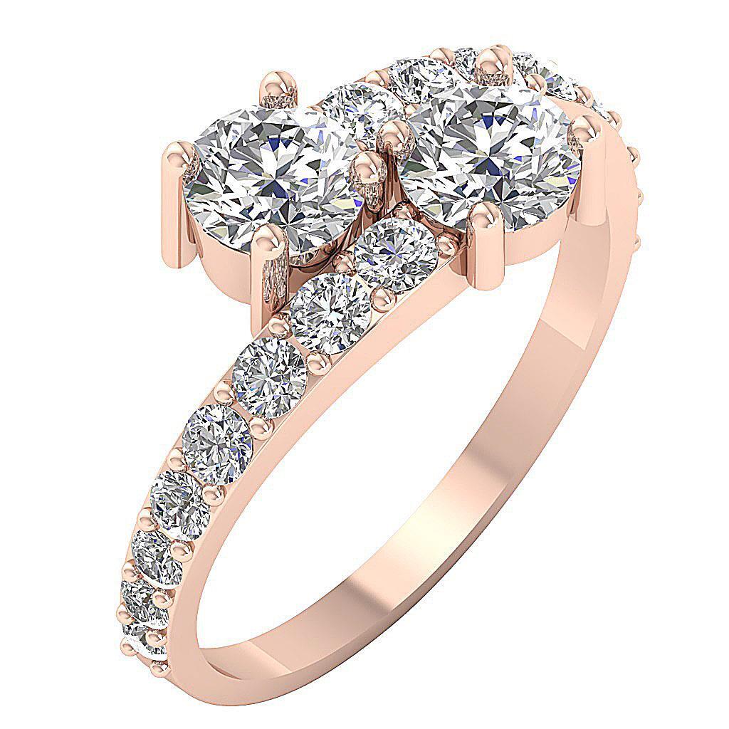 VS1 F 1.85 Carat Solitaire Ring Forever Us Two Stone Lab Grown Diamond 14K Gold