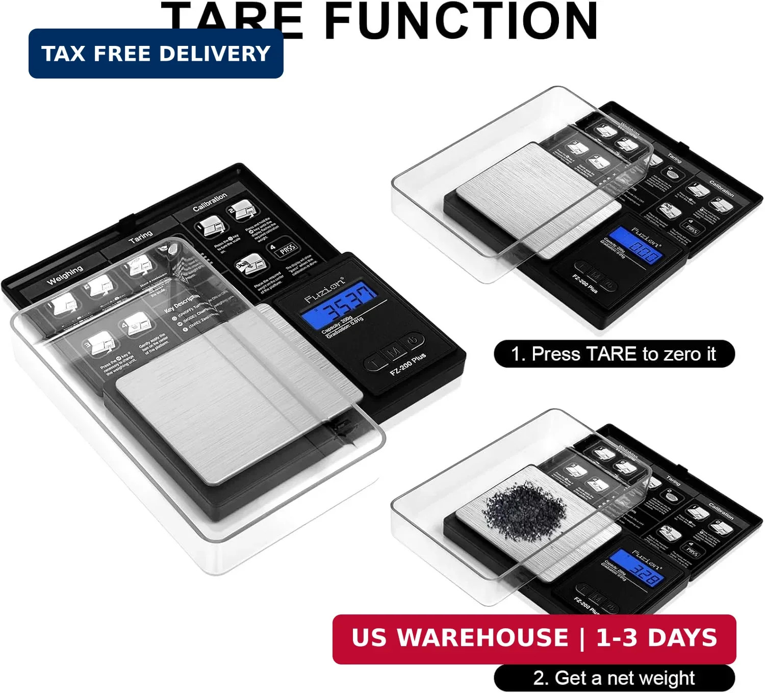 Fuzion Digital Pocket Gram Scale .01 Gram Accuracy, 200g Mini Gram Scale, Small