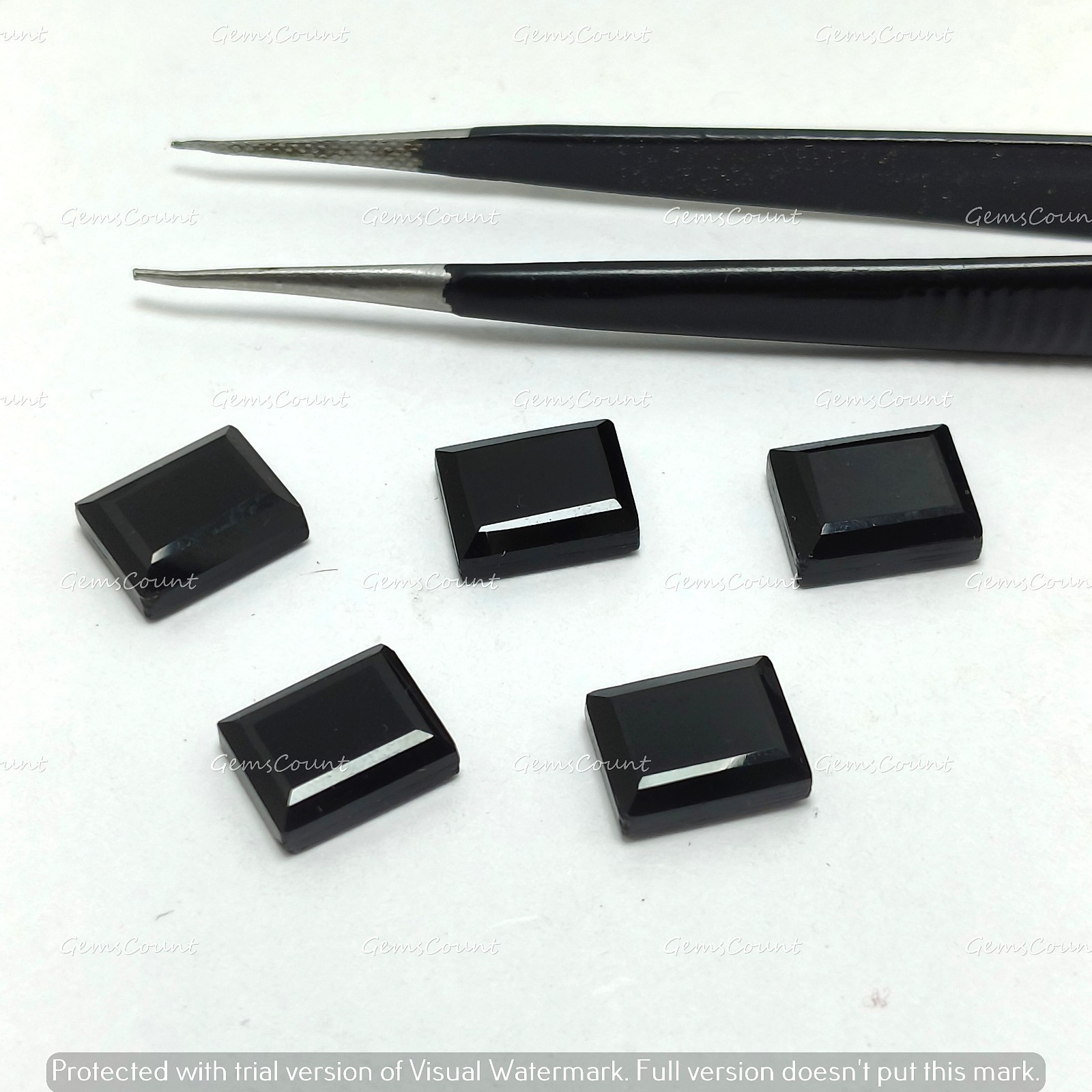 Natural Black Onyx Rectangle Flat Faceted Cut Smooth Gemstone 5x7mm-15x20mm
