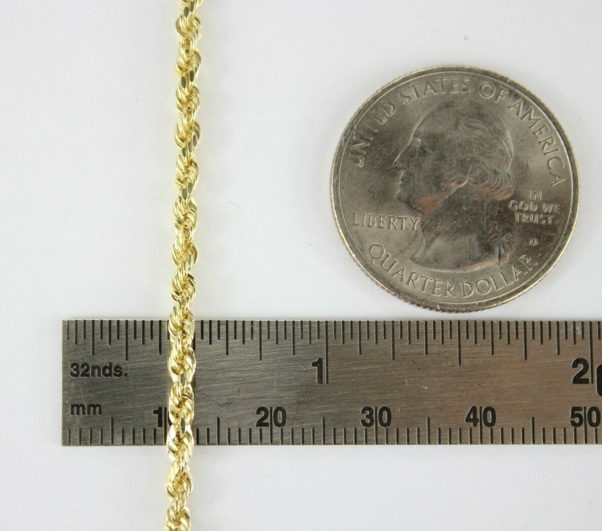 10K Yellow Gold Hollow Rope Twist Chain Necklace Bracelet 2mm-7mm 7″~9″ 16″~30″
