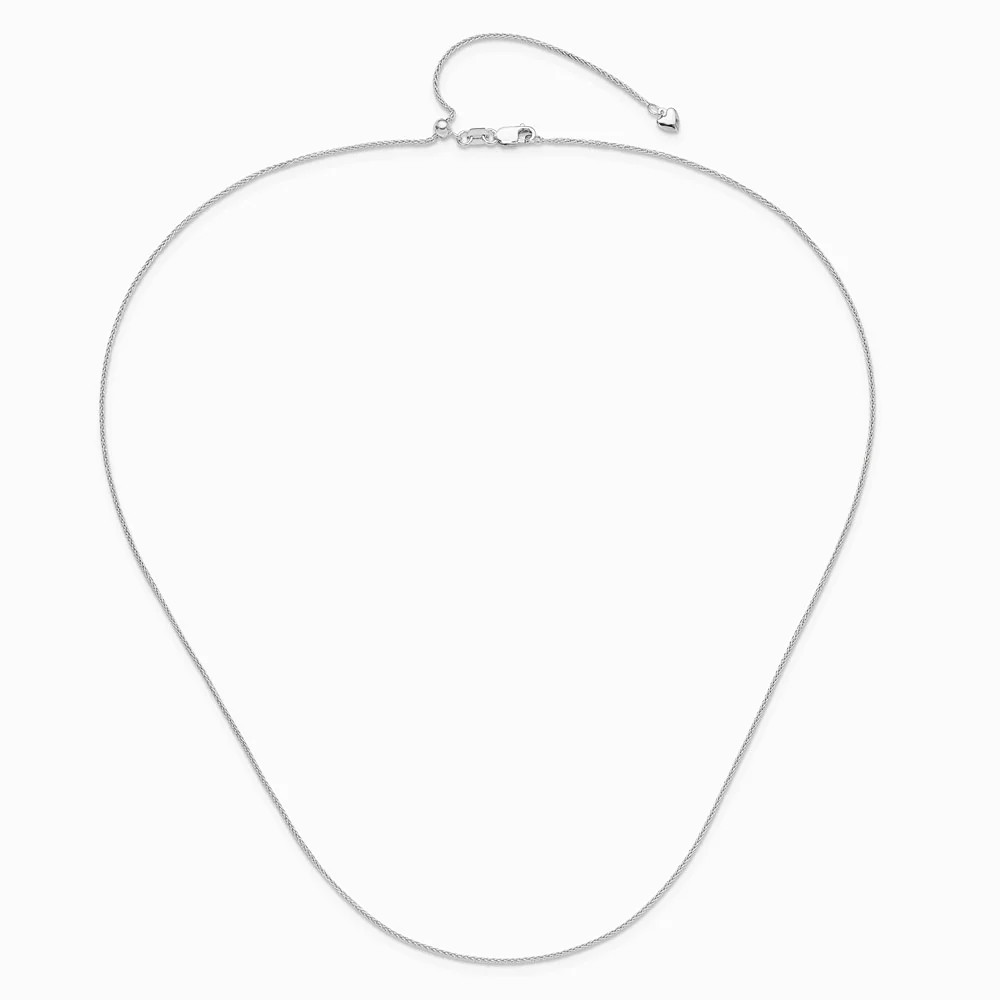14K White Gold Adjustable 1mm Wheat Chain Necklace 22″-30″