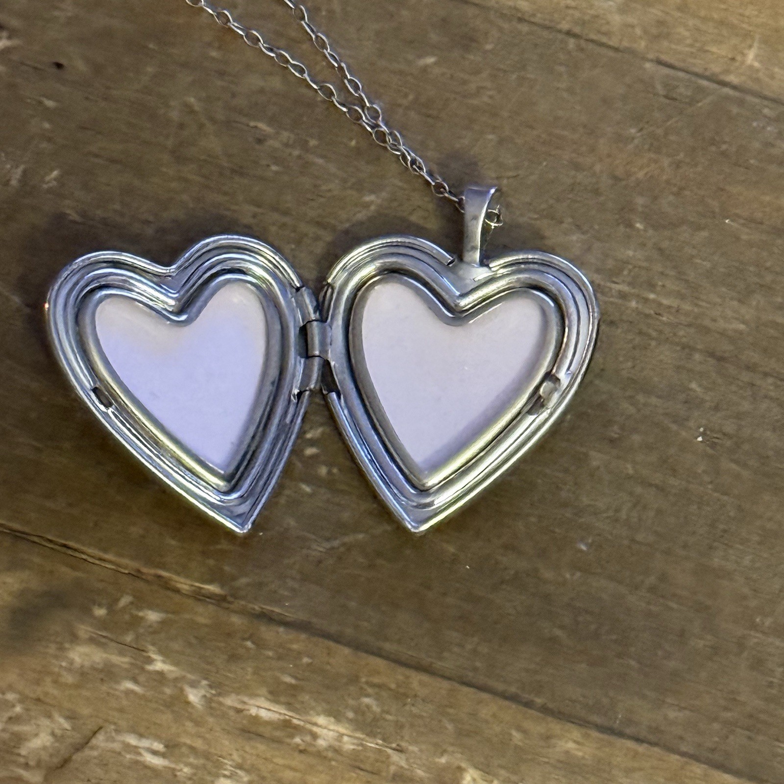 Vintage dainty 925 silver heart locket pendant necklace