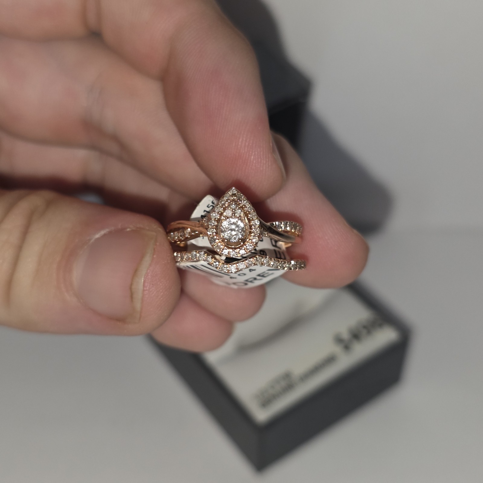 Wedding Ring & Band Set 10K Rose Gold 1/2 CTTW Diamond, Size 7