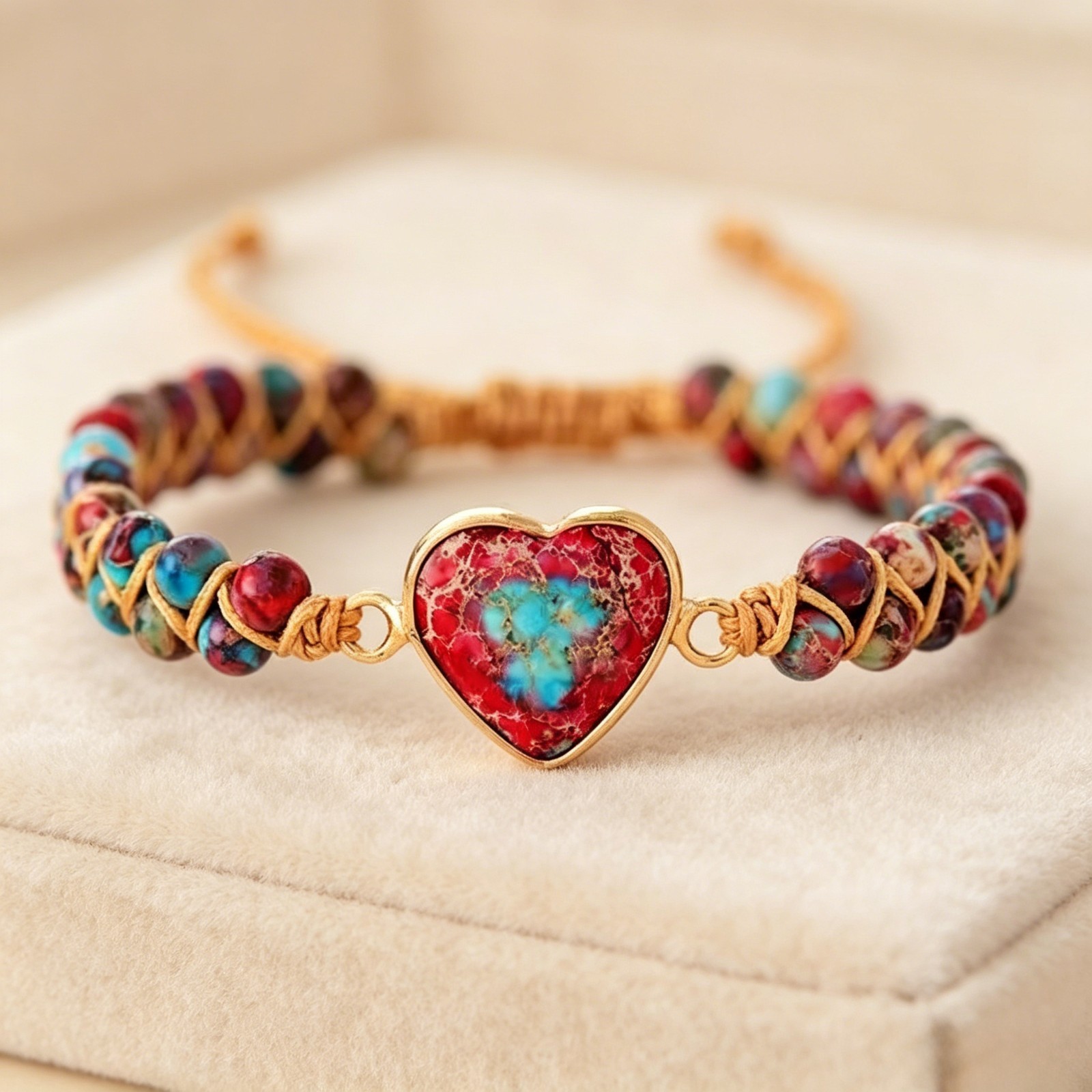 Women Heart Charm Bracelet Woven Handmade Boho Adjustable Friendship Gift Jewel