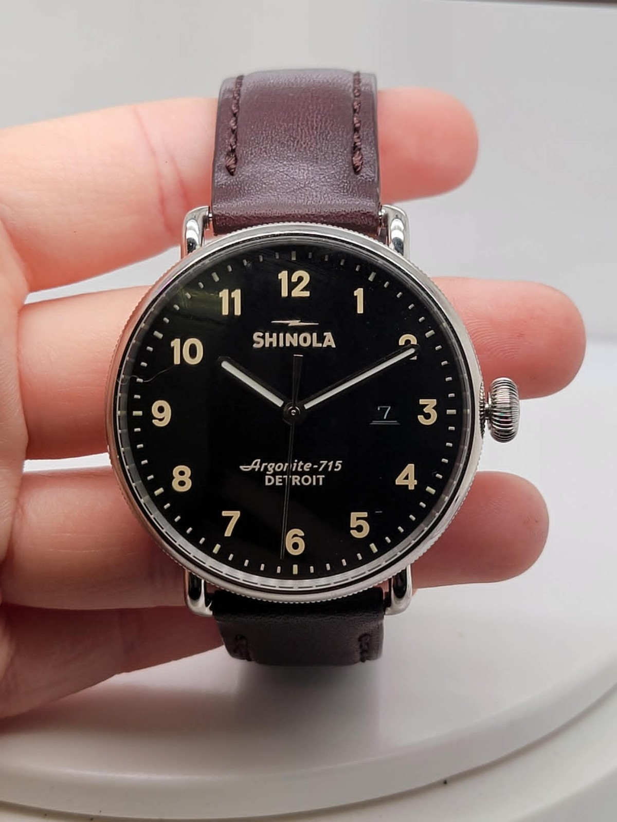 Shinola Runwell 43mm S0100403297 Argonite-715 Black Dial Brown Leather Watch