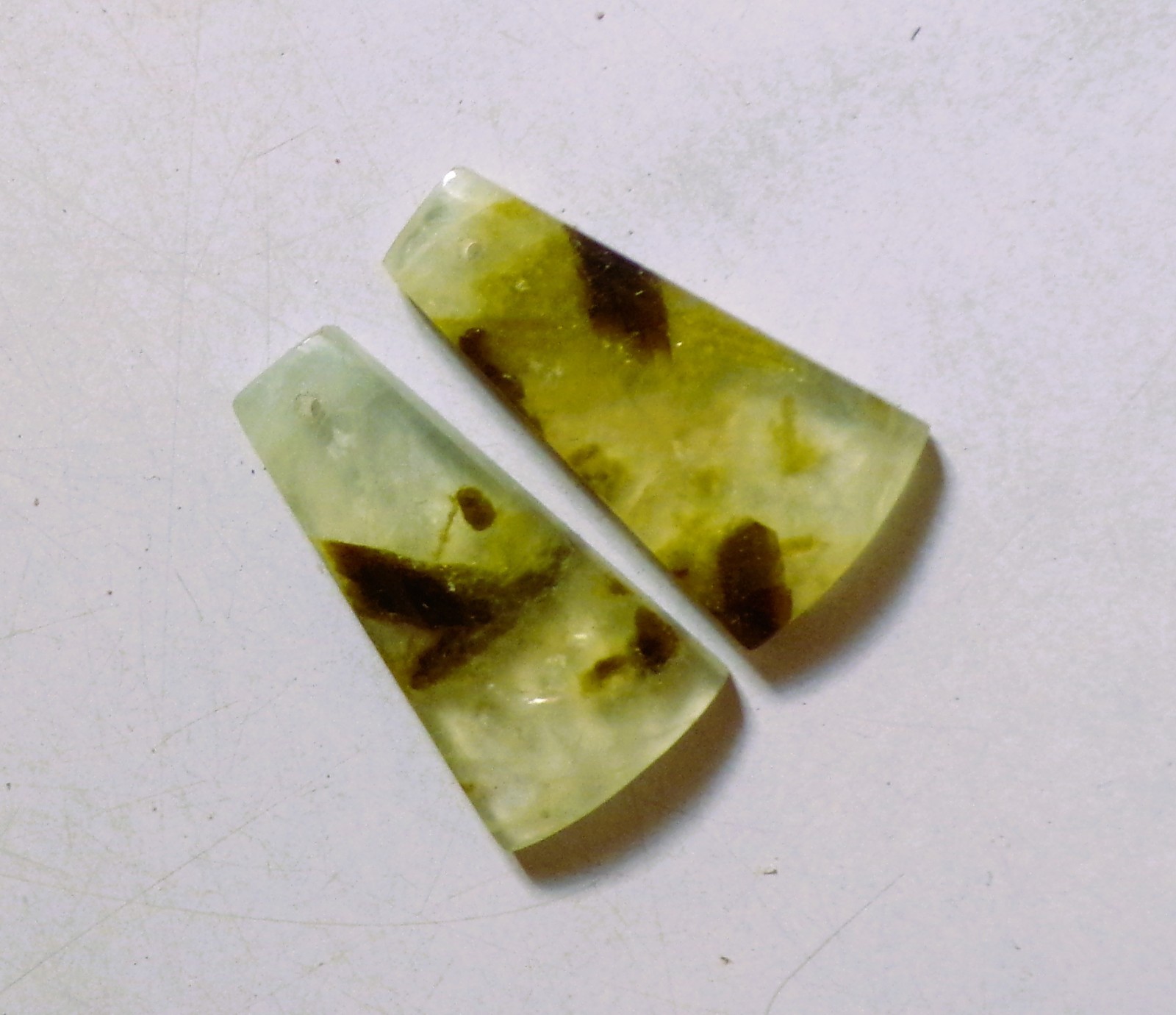 32.20 Cts Natural Prehnite Drilled Cabochon Match Pair Gemstone 29X15.2MM 12