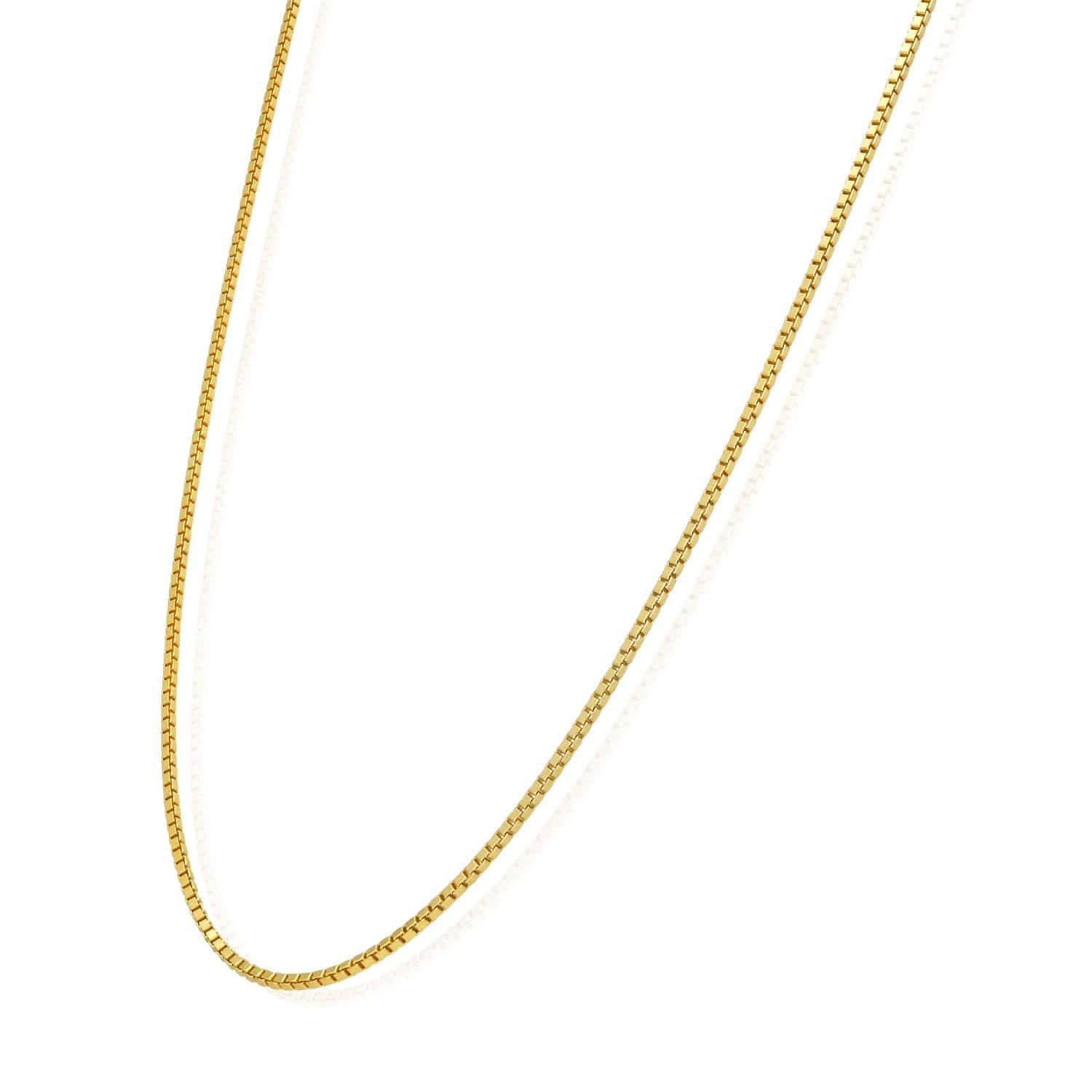 18K Yellow Gold Over Sterling Silver 1.2mm Box Chain Necklace 16″-24″
