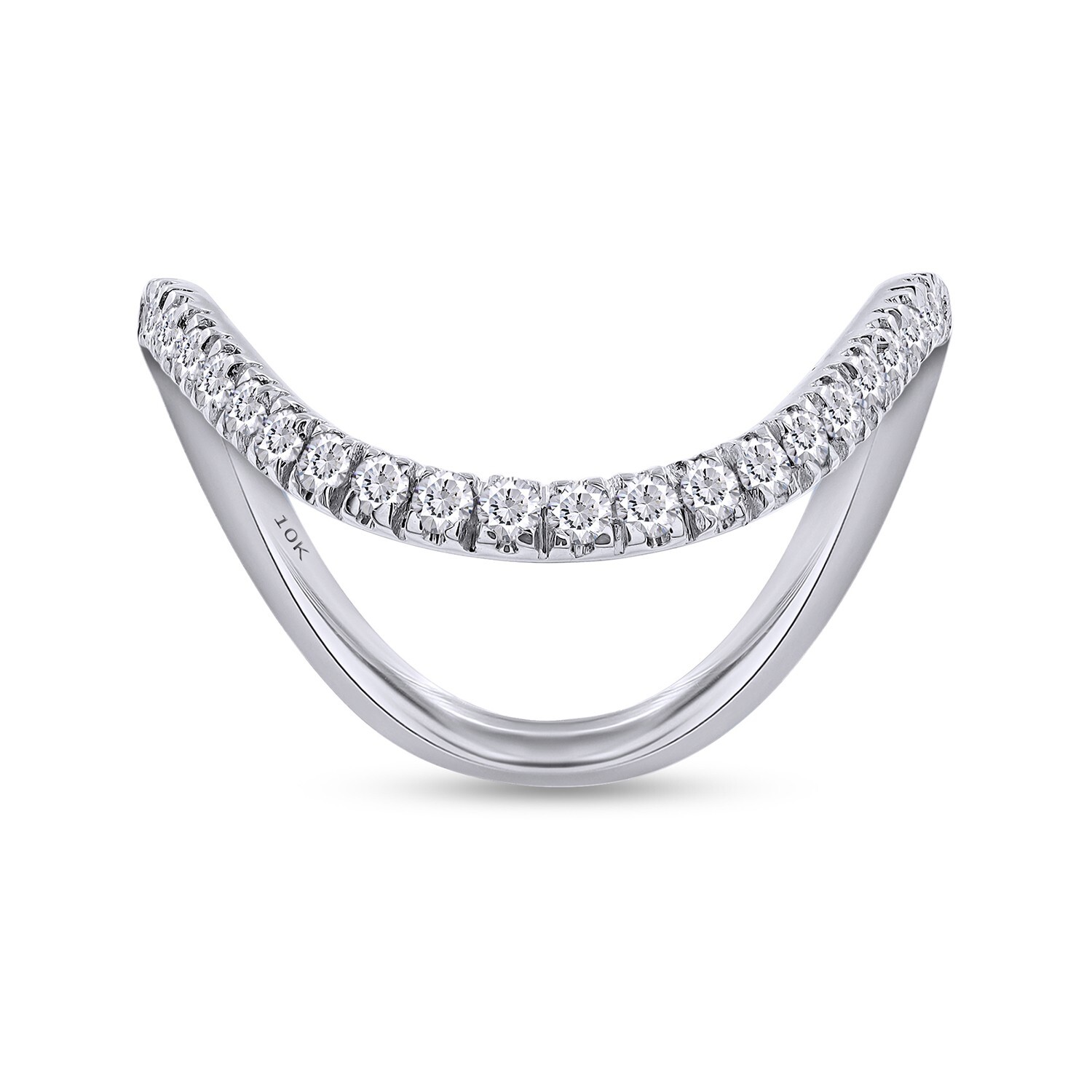0.27 Ct Diamond V Shape Engagment Ring in 10k Solid White Gold Lab Grown