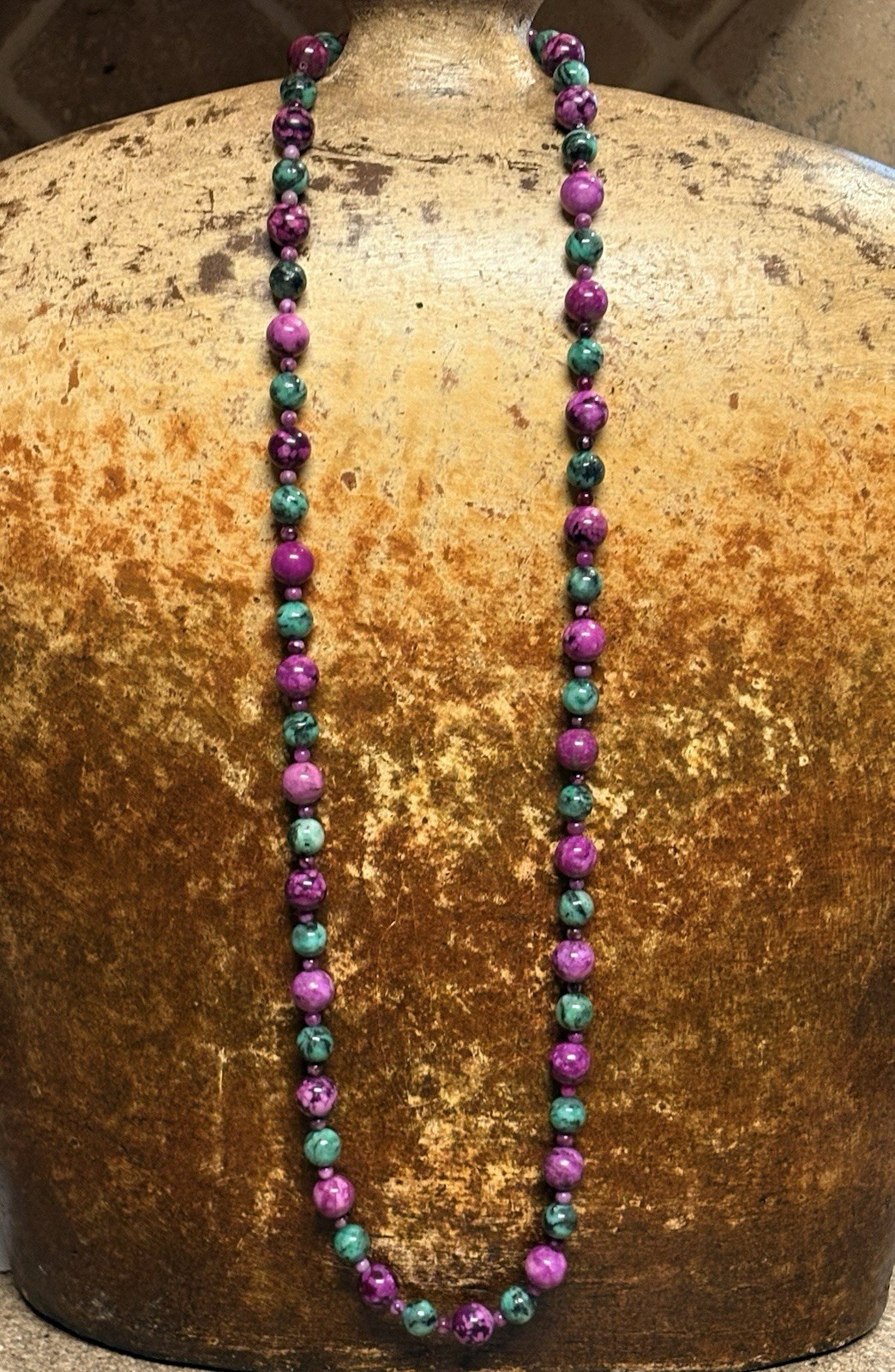 Mine Finds by Jay King Necklace 36 Inch Sterling, Plum & Green Epidote Beads DTR