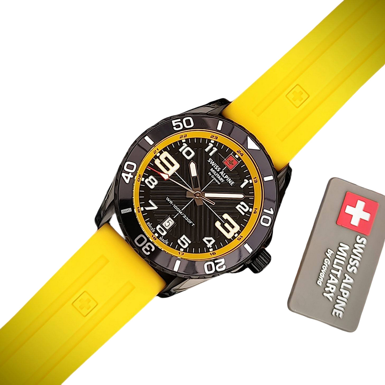 Swiss Alpine Military Black Dial Silicone Band Watch 7029.1878