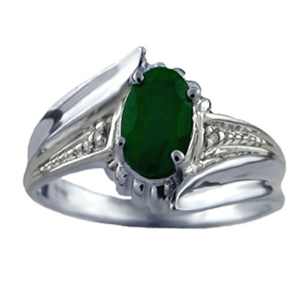 Rylos 925 Yellow-Gold -Plated – Silver Ring Emerald & Diamond 7X5MM May