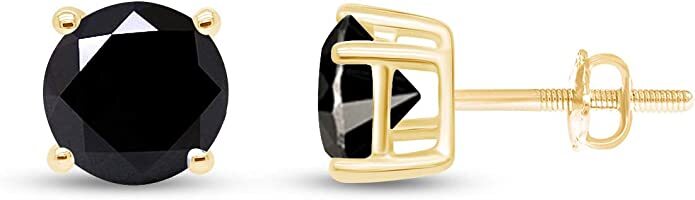 Black Real Diamond Stud Earrings For Womens & Mens 10K Gold (0.04ct – 0.50ct)