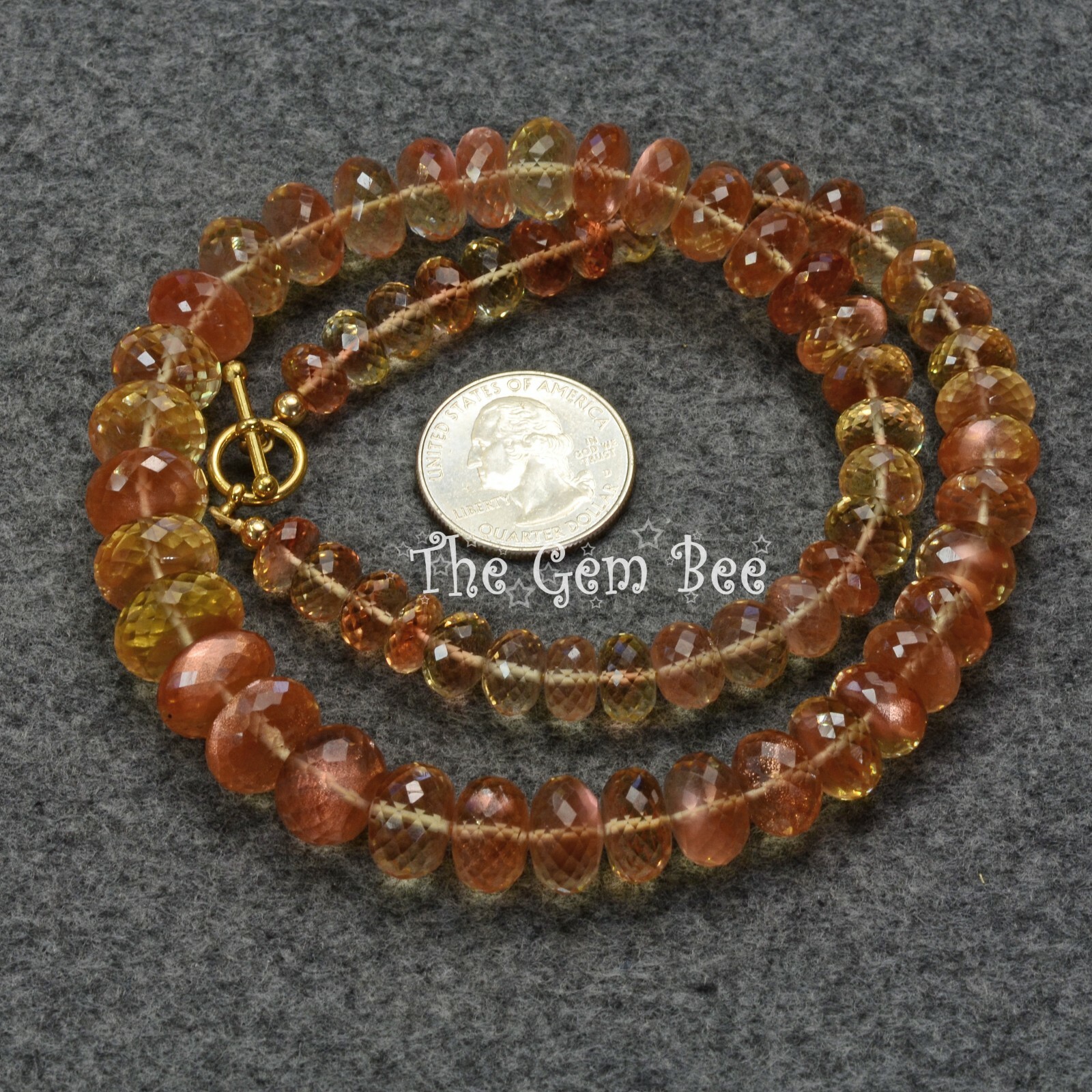 Rare Large 425CT 8.3mm-14.2mm Oregon Sunstone Faceted Size Rondelle Beads 18″ St