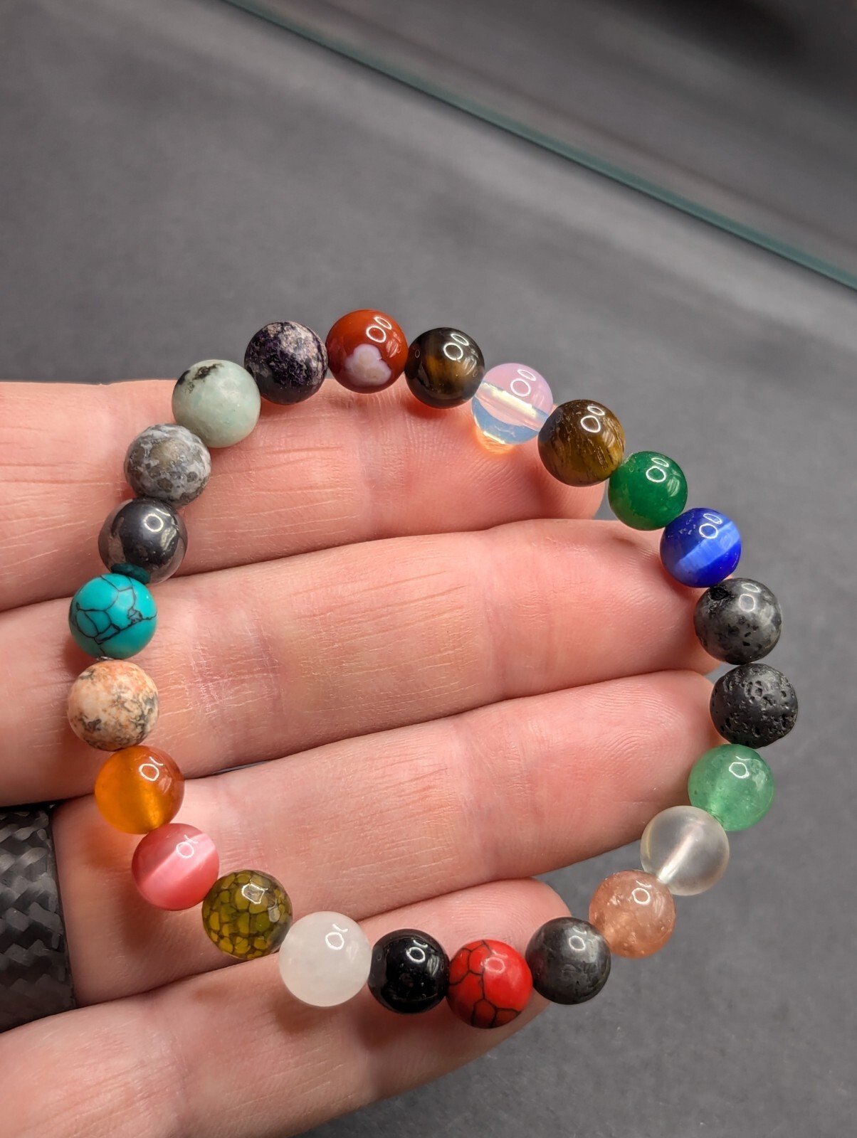 Women’s Colorful Mixed Beaded Stretch Bracelet (17cm) Medium/Small Wrist