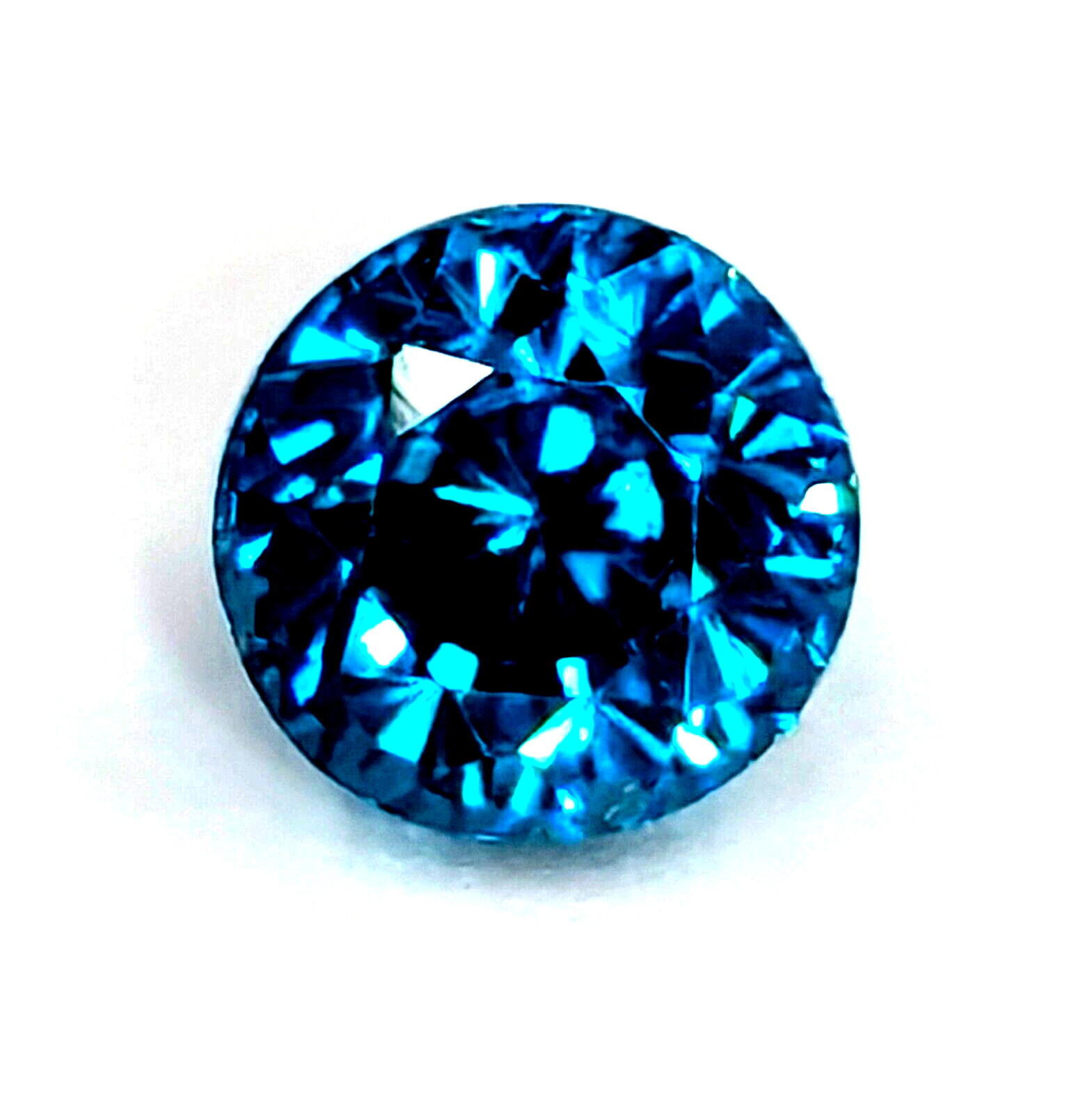 5.4mm Natural Blue Zircon Round AAA+ Cambodia Extra Fine 1.44ct