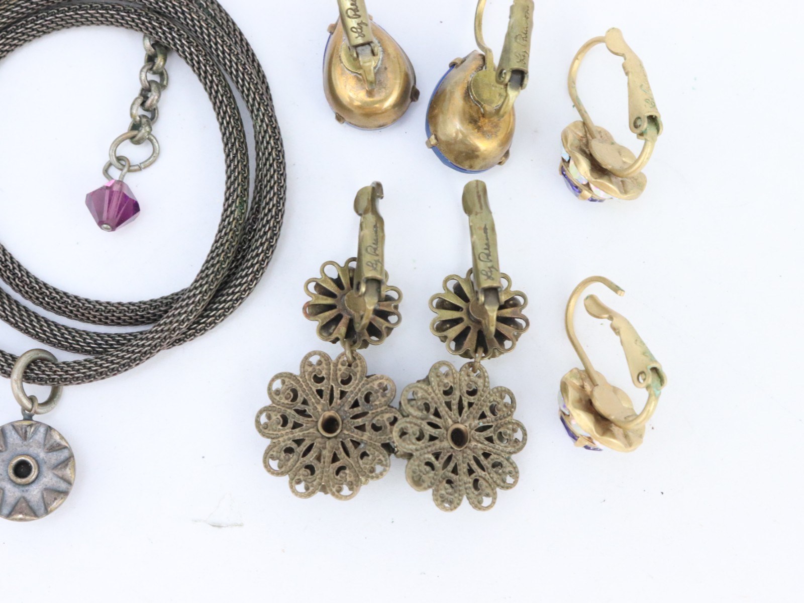 Vintage Liz Palacios Jewelry Lot Swarovski Crystal Necklace Earrings Rhinestones